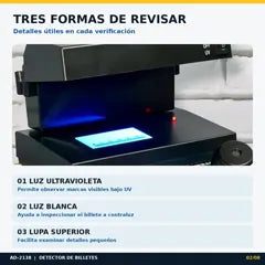 Tres formas de revisar: luz UV, luz blanca y lupa