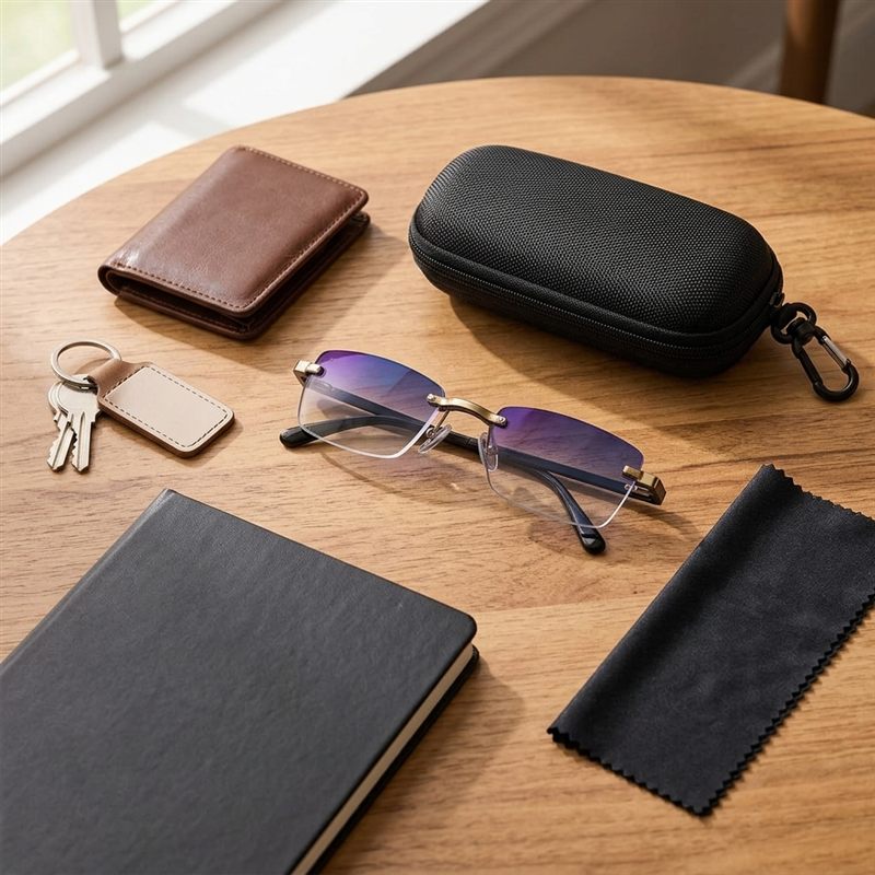 Gafas, estuche, celular, llaves y libro: tus esenciales