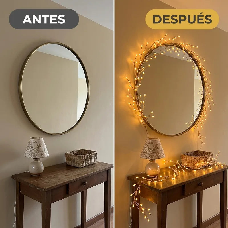 Antes y después: espejo redondo en el pasillo